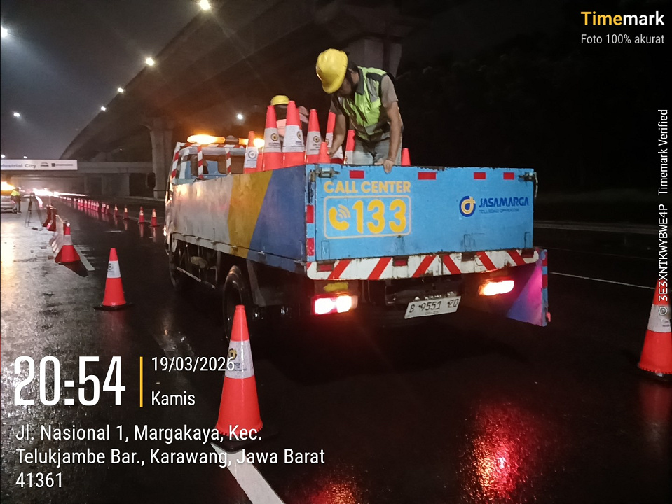 Lalu Lintas Normal, JTT Hentikan Rekayasa Lalu Contraflow KM 36 s.d KM 70 Arah Cikampek Ruas Jalan Tol Jakarta-Cikampek