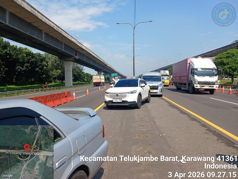 Volume Kendaraan Meningkat, JTT Berlakukan Contraflow KM 47 s.d KM 66 Arah Cikampek Ruas Jalan Tol Jakarta–Cikampek