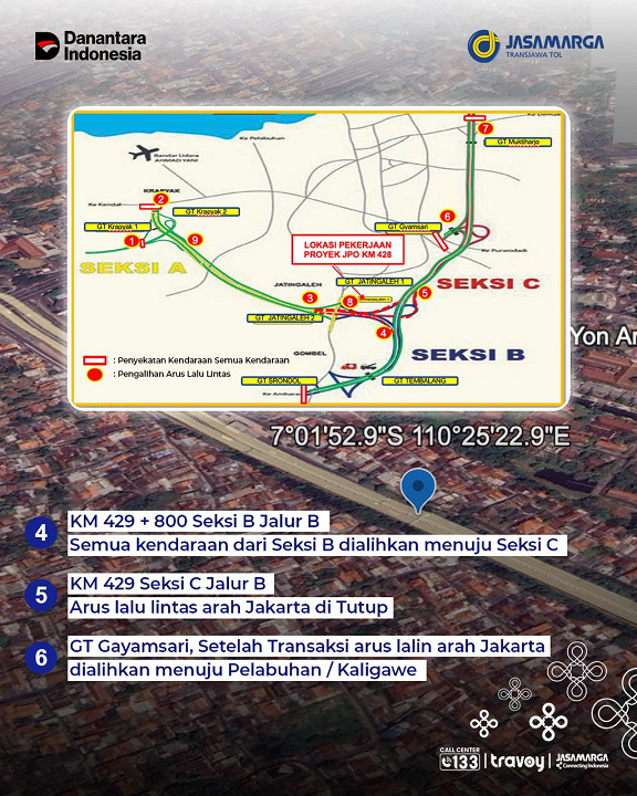JPO KM 428 Ruas Jalan Tol Semarang ABC Terdampak Insiden, JTT Siapkan Penanganan dan Pengaturan Lalu Lintas Situasional